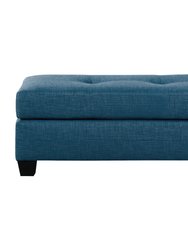 Charley Textured Fabric Upholstery Ottoman - Blue