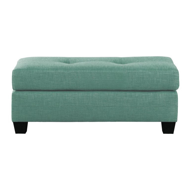 Charley Textured Fabric Upholstery Ottoman - Teal