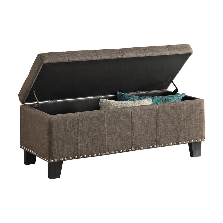 Denby Tufted Upholstered Storage Bench With Nailheads