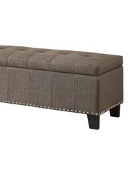 Denby Tufted Upholstered Storage Bench With Nailheads - Brown