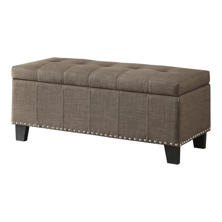 Denby Tufted Upholstered Storage Bench With Nailheads - Brown