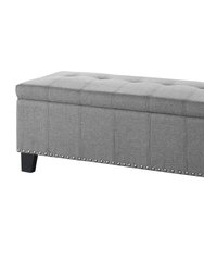 Denby Tufted Upholstered Storage Bench With Nailheads - Gray