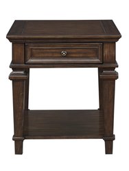Destry 23 in. Espresso Rectangular Wood End Table With Drawer - Espresso