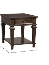 Destry 23 in. Espresso Rectangular Wood End Table With Drawer