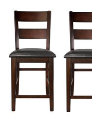 Edam 42 in. Light Cherry Full Back Wood Frame Dining Bar Stool with Faux Leather Seat - Set of 2 - Light Cherry