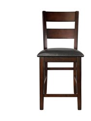 Edam 42 in. Light Cherry Full Back Wood Frame Dining Bar Stool with Faux Leather Seat - Set of 2