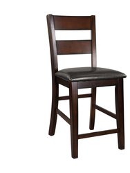 Edam 42 in. Light Cherry Full Back Wood Frame Dining Bar Stool with Faux Leather Seat - Set of 2