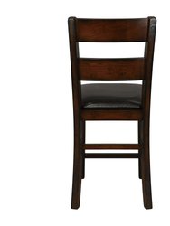 Edam 42 in. Light Cherry Full Back Wood Frame Dining Bar Stool with Faux Leather Seat - Set of 2