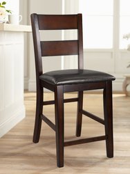 Edam 42 in. Light Cherry Full Back Wood Frame Dining Bar Stool with Faux Leather Seat - Set of 2