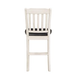 Edgar 40 in. White Wash Full Back Wood Frame Dining Bar Stool with Faux Leather Seat - Set of 2