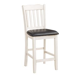 Edgar 40 in. White Wash Full Back Wood Frame Dining Bar Stool with Faux Leather Seat - Set of 2