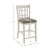 Euro 41.5 in. Antique White Full Back Wood Frame Dining Bar Stool With Fabric Seat (Set of 2)