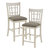 Euro 41.5 in. Antique White Full Back Wood Frame Dining Bar Stool With Fabric Seat (Set of 2) - Antique White