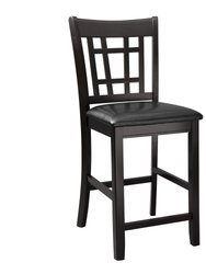 Euro 41.5 in. Dark Cherry Full Back Wood Frame Dining Bar Stool with Faux Leather Seat - Set of 2