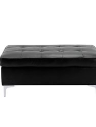 Falun Tufted Faux Leather Upholstery Ottoman - Black