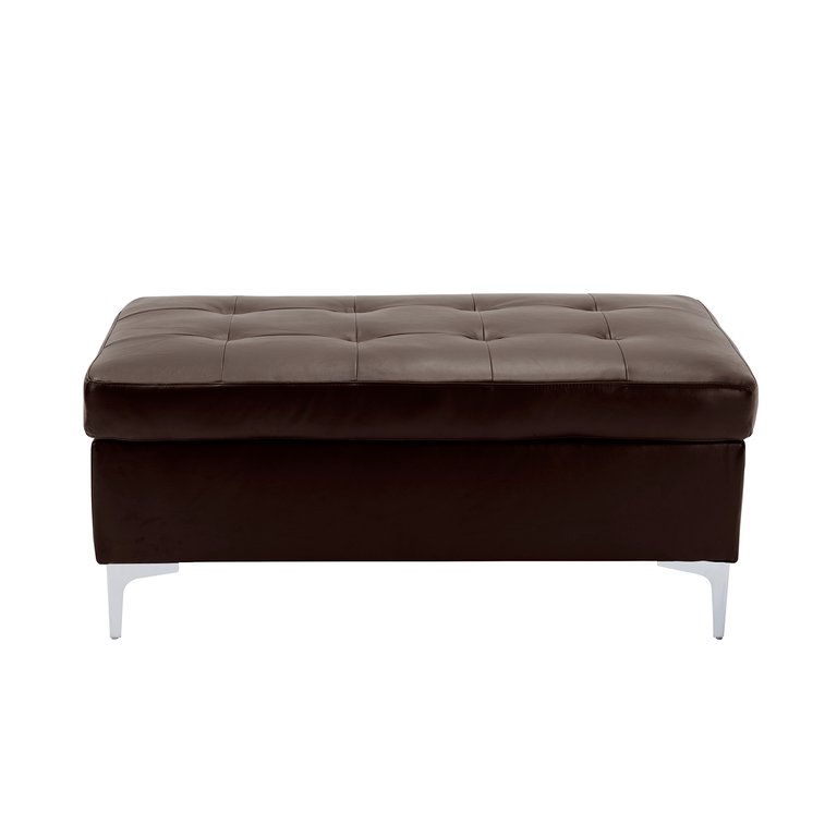 Falun Tufted Faux Leather Upholstery Ottoman - Brown