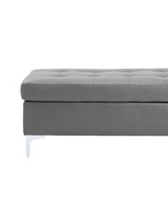 Falun Tufted Faux Leather Upholstery Ottoman - Gray