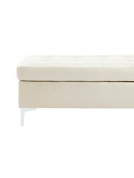 Falun White Tufted Faux Leather Upholstery Ottoman - White
