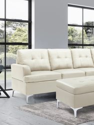Falun White Tufted Faux Leather Upholstery Ottoman