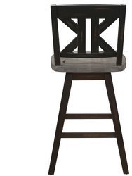 Fenton 37.5 in. Full Back Wood Frame Swivel Dining Bar Stool with Back Wooden Seat - Set of 2