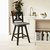 Fenton 37.5 in. Full Back Wood Frame Swivel Dining Bar Stool with Back Wooden Seat - Set of 2