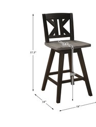 Fenton 37.5 in. Full Back Wood Frame Swivel Dining Bar Stool with Back Wooden Seat - Set of 2