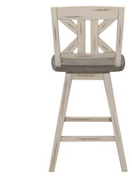 Fenton 37.5 in. Full Back Wood Frame Swivel Dining Bar Stool with Back Wooden Seat - Set of 2