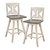 Fenton 37.5 in. Full Back Wood Frame Swivel Dining Bar Stool with Back Wooden Seat - Set of 2 - Distressed Gray and White