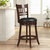 Fischer Dark Cherry Full Back Wood Frame Swivel Bar Stool with Faux Leather Seat