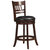 Fischer Dark Cherry Full Back Wood Frame Swivel Bar Stool with Faux Leather Seat