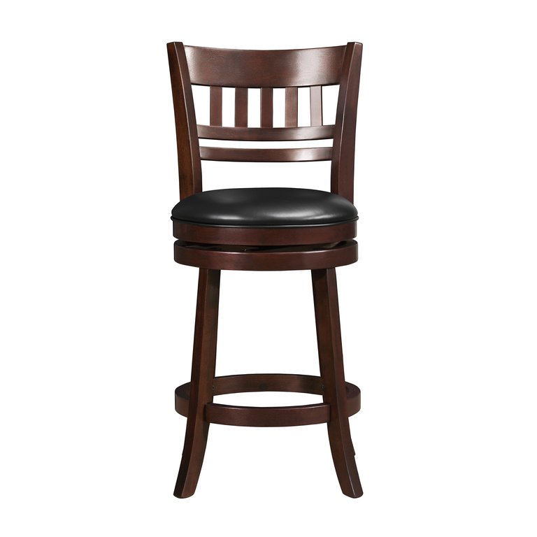 Fischer Dark Cherry Full Back Wood Frame Swivel Bar Stool with Faux Leather Seat - Dark Cherry