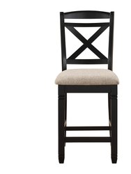 Gilman 42 in. Black Full Back Wood Frame Bar Stool With Fabric Seat (Set of 2)