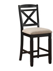 Gilman 42 in. Black Full Back Wood Frame Bar Stool With Fabric Seat (Set of 2)