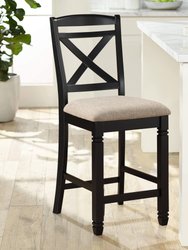 Gilman 42 in. Black Full Back Wood Frame Bar Stool With Fabric Seat (Set of 2)