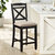 Gilman 42 in. Black Full Back Wood Frame Bar Stool With Fabric Seat (Set of 2)