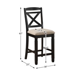 Gilman 42 in. Black Full Back Wood Frame Bar Stool With Fabric Seat (Set of 2)