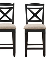 Gilman 42 in. Black Full Back Wood Frame Bar Stool With Fabric Seat (Set of 2) - Black