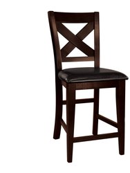 Jarvis 43.25 in. Warm Merlot Full Back Wood Frame Dining Bar Stool with Faux Leather Seat - Set of 2