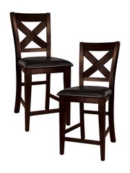 Jarvis 43.25 in. Warm Merlot Full Back Wood Frame Dining Bar Stool with Faux Leather Seat - Set of 2 - Warm Merlot