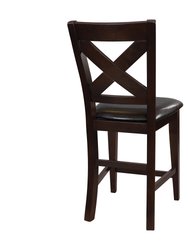 Jarvis 43.25 in. Warm Merlot Full Back Wood Frame Dining Bar Stool with Faux Leather Seat - Set of 2