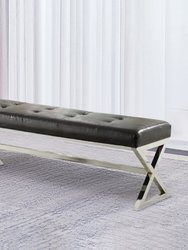 Jaunt Faux Leather Chrome Metal Frame Bench With Upholstered Cushion