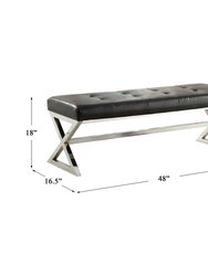 Jaunt Faux Leather Chrome Metal Frame Bench With Upholstered Cushion