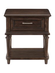 Karren 24 in. Driftwood Rectangular Wood End Table With Drawer - Driftwood Charcoal