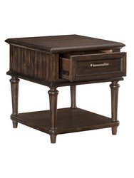 Karren 24 in. Driftwood Rectangular Wood End Table With Drawer