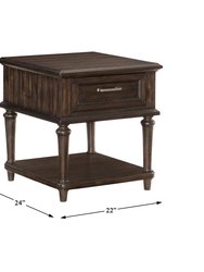 Karren 24 in. Driftwood Rectangular Wood End Table With Drawer