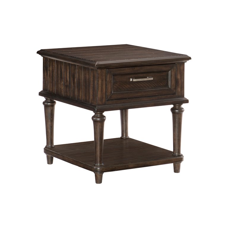 Karren 24 in. Driftwood Rectangular Wood End Table With Drawer