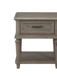 Karren 24 in. Driftwood Rectangular Wood End Table With Drawer - Driftwood Light Brown