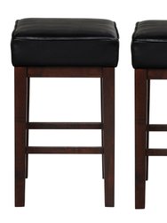 Kinsale 26 in. Backless Wood Frame Square Bar Stool With Faux Leather Seat (Set of 2) - Espresso