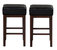 Kinsale 26 in. Backless Wood Frame Square Bar Stool With Faux Leather Seat (Set of 2) - Espresso