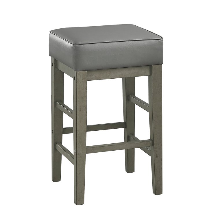 Kinsale 26 in. Backless Wood Frame Square Bar Stool With Faux Leather Seat (Set of 2)